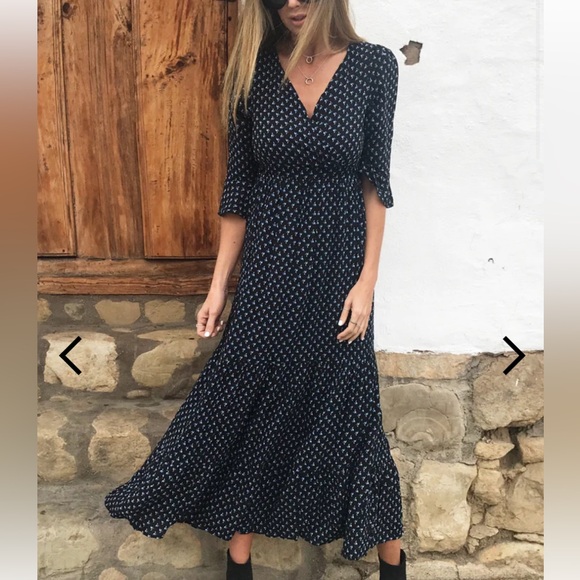 Hayden LA Navy Floral V-Neck Tiered Maxi Dress - Picture 2 of 11